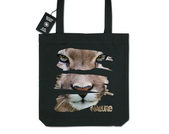 Organic Puma Tote Bag, Organic Cotton, Perfect Wild Animal Lover Gift, Aesthetic Tote Bag, Trendy Tote Bag, Eco Friendly Fabric