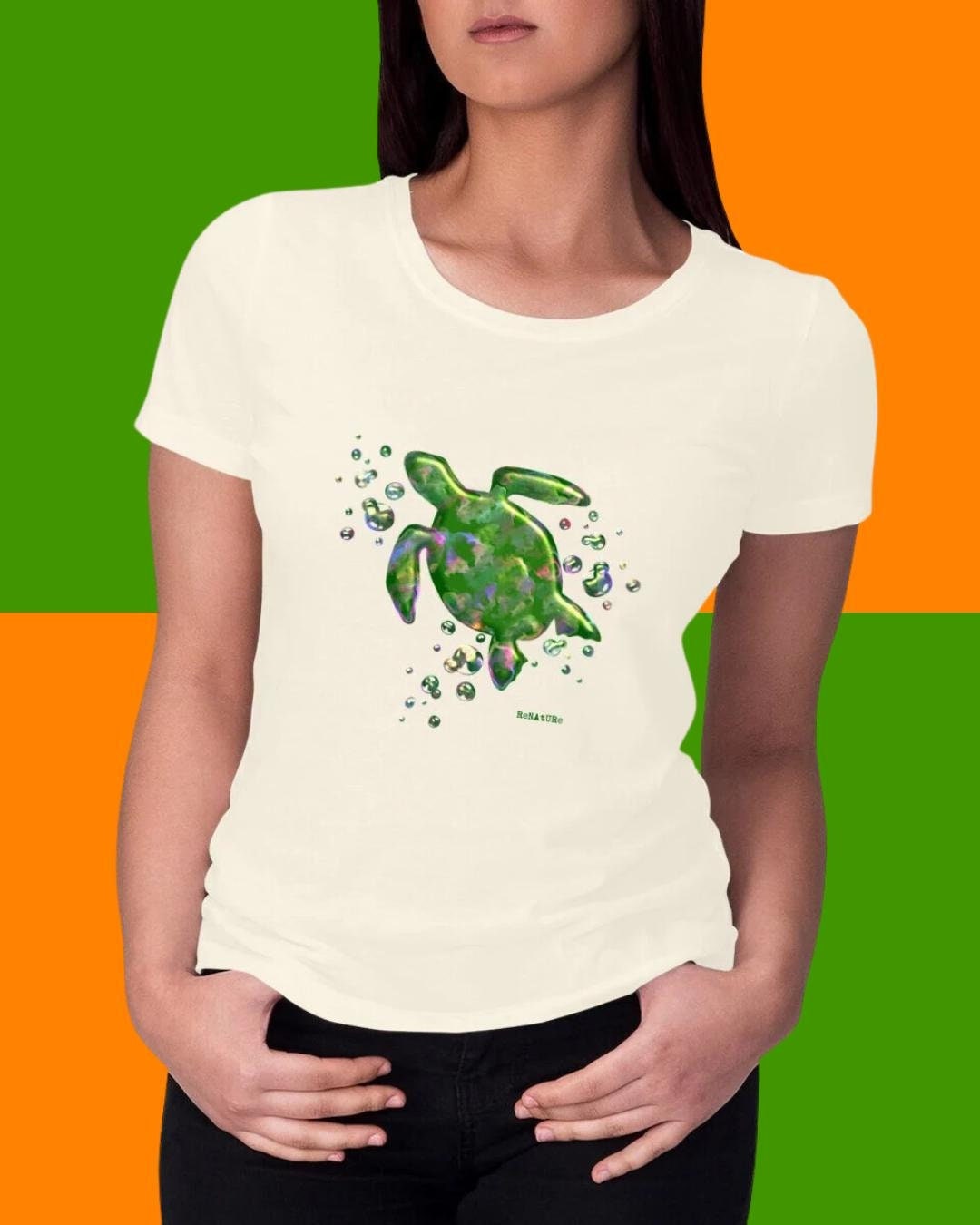 Camiseta de mujer de algodón orgánico natural, sin tratar, sin