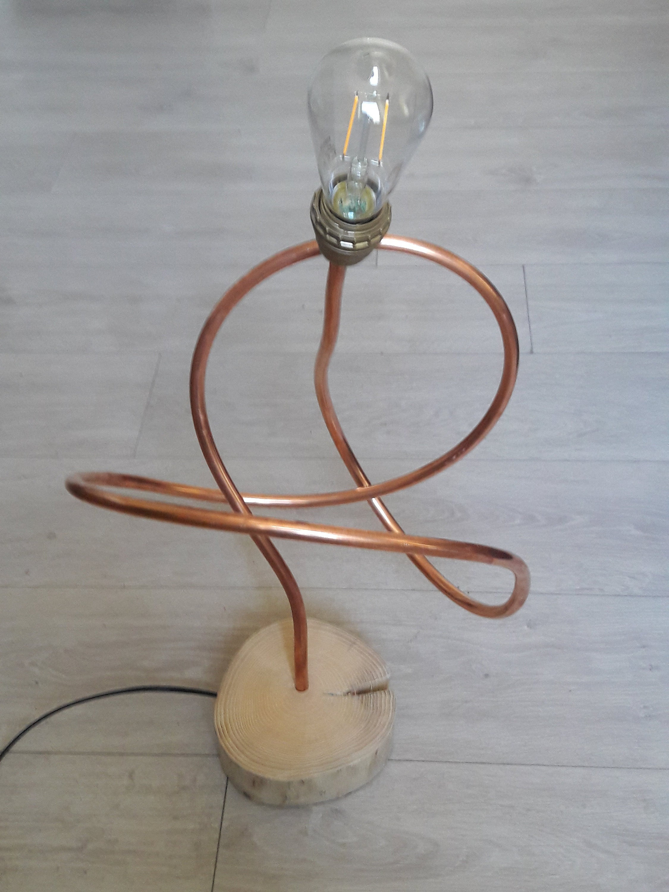 Lampe Bois et Cuivre