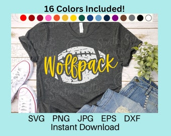 Wolfpack Football SVG | Wolfpack Football PNG | shirt | Grunge Weathered | 16 PNG Colors | Cricut | Digital Download svg png dxf eps jpg