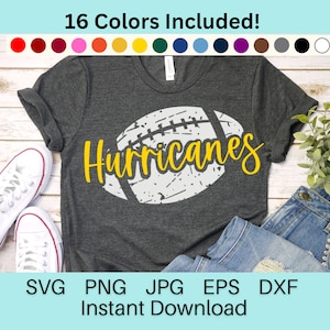 Furacões Futebol SVG | Furacões Futebol PNG | Camisa | Grunge resistido | 16 cores da equipe | Cricut Digital Baixar svg png dxf eps jpg