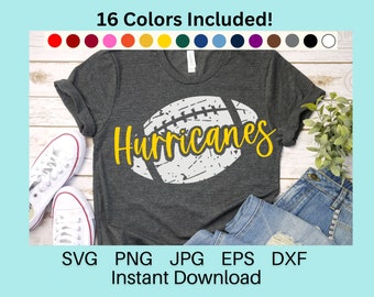 Hurricanes Football SVG | Hurricanes Football PNG | Shirt | Grunge Weathered | 16 Team Colors | Cricut Digital Download svg png dxf eps jpg