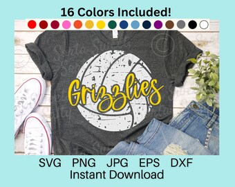 Grizzlies Volleyball SVG | Grizzlies SVG | Grizzlies shirt | Grunge | 16 Colors PNG format | Cricut | Digital Download svg png dxf eps jpg