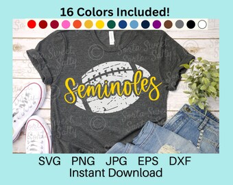 Seminoles Football SVG | Seminoles Football PNG | 16 Colors team shirt | Team | Grunge Weathered |  Digital Download svg png dxf eps jpg