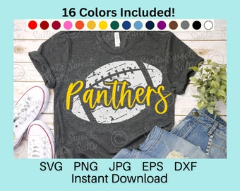 Panthers Football SVG | Panthers Football PNG | shirt | Grunge Weathered | 16 Team Colors | Cricut | Digital Download svg png dxf eps jpg