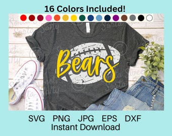 Bears Football SVG | Bears SVG | Bears shirt | 16 PNG Colors |Grunge weathered | Team Coach Parent Shirt | Cricut |  svg png dxf eps jpg