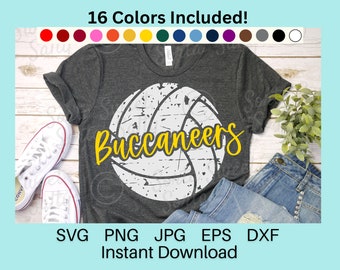 Buccaneers Volleyball SVG | Buccaneers Volleyball PNG | Grunge Weathered | 16 Colors PNG | Cricut | Digital Download svg png dxf eps jpg