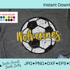 Wolverines Soccer SVG | Wolverines SVG | Wolverines team shirt | Grunge | School Spirit | Cricut | Digital Download svg png dxf eps jpg