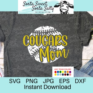 Cougars Baseball Mom svg | Cougars grunge weathered SVG | Cougars Baseball Mom PNG | Cougars Mom PNG | svg png dxf eps jpg