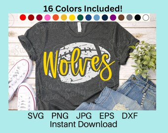 Wolves Football SVG | Wolves Football PNG | shirt | Grunge Weathered | 16 PNG Colors | Cricut | Digital Download svg png dxf eps jpg