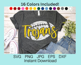 Trojans Football SVG | Trojans Football PNG | shirt | Grunge Weathered | 16 PNG Colors | Cricut | Digital Download svg png dxf eps jpg
