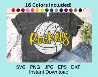 Rockets Volleyball SVG | Rockets Volleyball PNG | Rockets shirt art | Grunge Weathered Player Coach Parent | Cricut | svg png dxf eps jpg