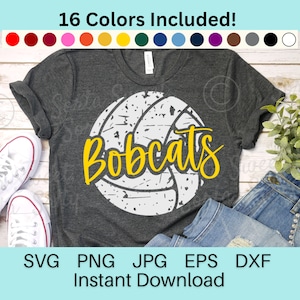Bobcats Volleyball SVG | Bobcats Volleyball PNG | 16 Colors | shirt art | Weathered Grunge | Cricut | Digital Download svg png dxf eps jpg