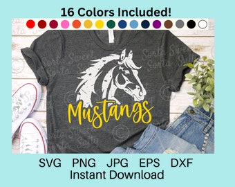 Mustangs Baseball Football Basketball Softball Tennis SVG PNG | Grunge Weathered| 16 Colors | Cricut | Digital Download svg png dxf eps jpg