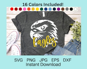 Eagles Baseball Football Basketball Softball Tennis SVG PNG | Grunge Weathered| 16 Colors | Cricut | Digital Download svg png dxf eps jpg