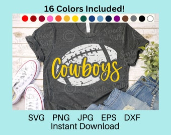 Cowboys Football SVG | Cowboys Football PNG | shirt | Grunge Weathered | 16 Team Colors | Cricut | Digital Download svg png dxf eps jpg