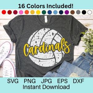Cardinal Volleyball SVG | Cardinal Volleyball PNG | Grunge Weathered | Shirt Art | Cricut | Digital svg png dxf eps jpg