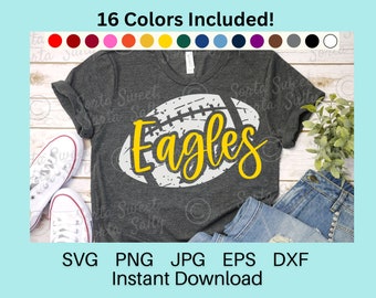 Eagles Football SVG | Eagles Football PNG | Shirt | Grunge Weathered | 16 Team Colors | Cricut | Digital Download svg png dxf eps jpg