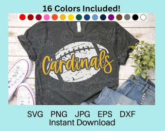 Cardinals Football SVG | Cardinals Football PNG Shirt Art | Grunge Weathered | 16 team colors | Cricut Digital Download svg png dxf eps jpg