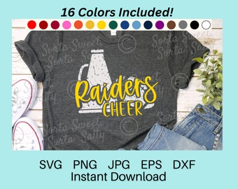 Raiders Football Cheer SVG | Raiders Cheer PNG | Grunge Weathered | 16 Team Colors | Coach Parent Shirt  Cricut Digital svg png dxf eps jpg