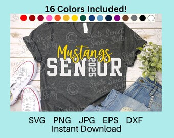 Mustangs Senior Class of 2025 SVG PNG | Graduation Senior Shirt Art| 16 Colors | Cricut | Digital Download svg png dxf eps jpg