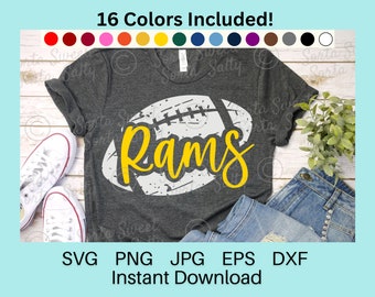 Rams Football SVG | Rams Football PNG | shirt | Grunge Weathered| 16 Team Colors | Cricut | Digital Download svg png dxf eps jpg