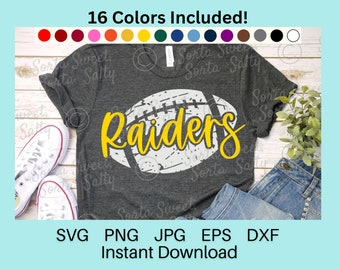 Raiders Football SVG | Raiders Football PNG | Grunge Weathered | 16 PNG Colors Team Coach Parent Shirt Art | Cricut svg png dxf eps jpg