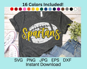 Spartans Football SVG | Spartans Football PNG | shirt | Grunge Weathered | 16 PNG Colors | Cricut | Digital Download svg png dxf eps jpg