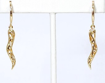 Gold Italian Horn Protection Charm Earrings Classic Good Luck Cornicello Handmade Spiritual Amulet Jewelry Gift For Her