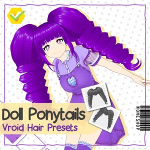 VRoid Hair Preset- Cute Doll Ponytail (Pig tail, Drill tail, curly tail)