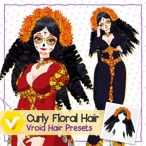 VRoid Hair Preset- Curly floral Hair