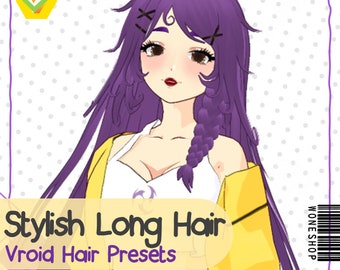 Preimpostazione per capelli con treccia lunga per modelli VRoid (download digitale)