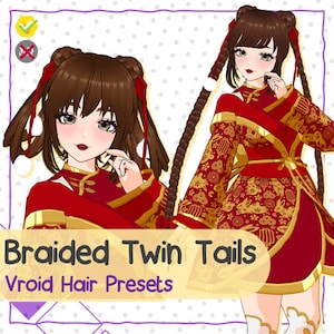 VRoid Hair Preset- Braided Twin Tails (3 Options)