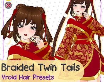 VRoid Haar Preset- Geflochtene Twin Tails (3 Optionen)