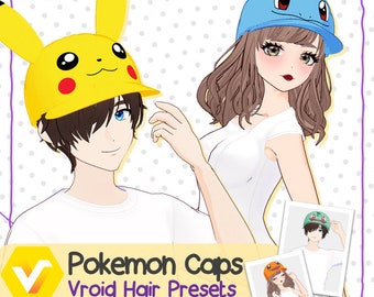 Vroid Hair Preset- Pokemon Starters Caps