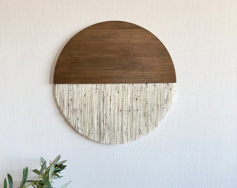 Round Wall Decor | Minimalist Modern Fiber Wall Art | Macrame Wall Hanging | Narrow Wall Art | Yarn Wall Hanging | Tapestry | Wabi Sabi Art