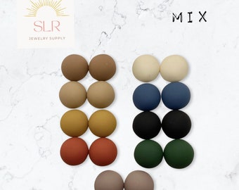 14mm/16mm Multiple Colours Matte Round Resin Flatback Cabochons DIY Jewelry Set of 18 Sample Pack