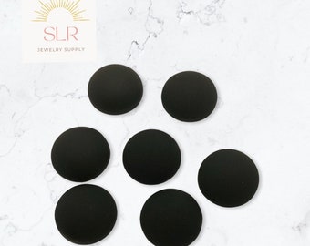 14mm/16mm/18mm Matte Black Round Resin Flatback Cabochons DIY Jewelry Set of 2