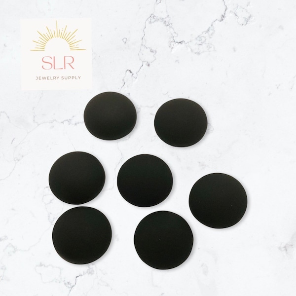 14mm/16mm/18mm Matte Black Round Resin Flatback Cabochons DIY Jewelry Set of 2