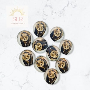 Lot de 10 cabochons ronds en verre ours grizzly brun 12 mm