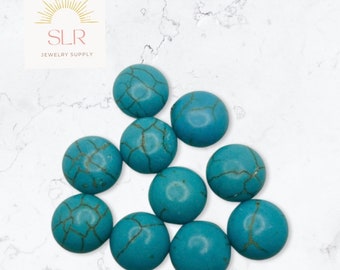 10mm/12mm Teal Crackle Round Resin Cabochons DIY Jewelry Set of 10