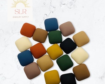 15mmX15mm//17mmX17mm Multiple Colours Matte Square Resin Flatback Cabochons DIY Jewelry Set of 2