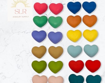 17mmX22mm Multiple Colours Matte Heart Resin Flatback Cabochons DIY Jewelry Set of 2