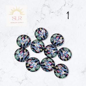 12mm Assorted Cactus Round Glass Cabochon DIY Jewelry Set of 10