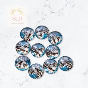 Cabochons ronds en verre 12 mm avec éléphant sur fond bleu sarcelle, lot de 10 bijoux à faire soi-même