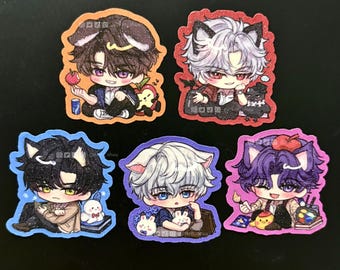 Love and Deepspace-stickers Glitter ~Highschool Series~ Sylus Caleb Rafayel Zayne Xavier-sticker