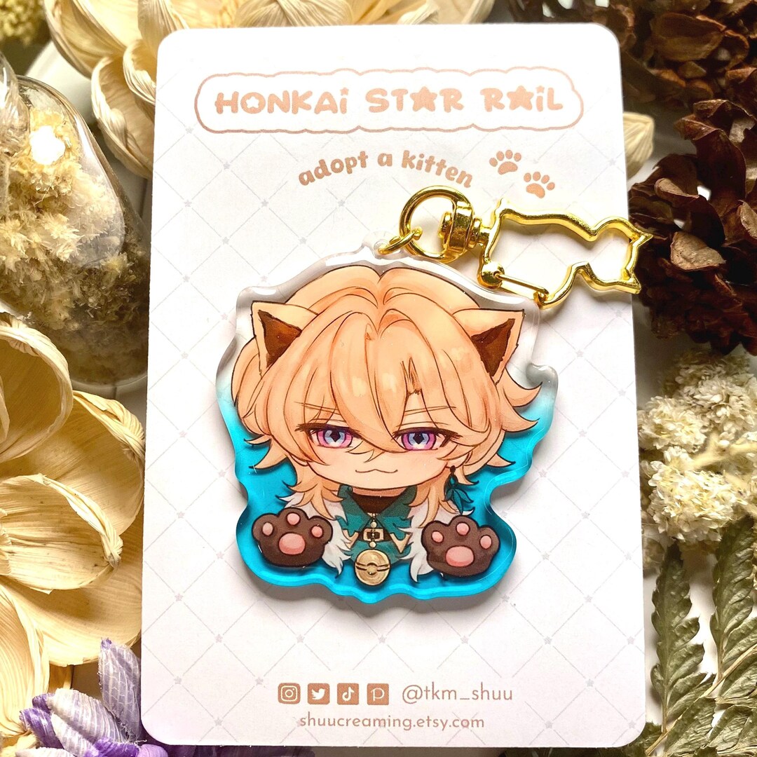 Hsr Cat Keychains Honkai Star Rail Aventurine HSR Keychain Epoxy ~adopt a Kitten Series ...