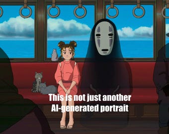 SPIRITED PORTRAIT - Custom Portrait | Personalized Cartoon Drawing | Family, Couple or Pet Illustration | Ghibli wall art