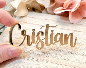 Wedding Place Names | Table Place Names | Party Table Names | Event Place Names | Laser Cut Names | Mirrored Acrylic | Gold