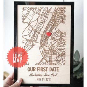 Where We Met Map | Engraved Map | Our First Date | Newly Wed Gift | Anniversary Gift | Wood Map | Wedding Map | Valentine's Day | Love Map